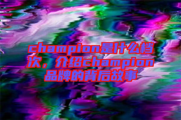 champion是什么檔次，介紹champion品牌的背后故事