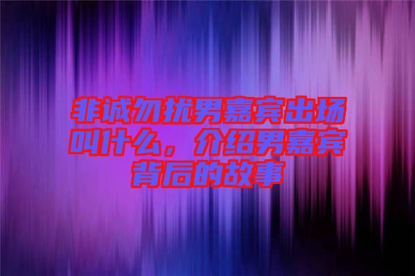 非誠(chéng)勿擾男嘉賓出場(chǎng)叫什么，介紹男嘉賓背后的故事