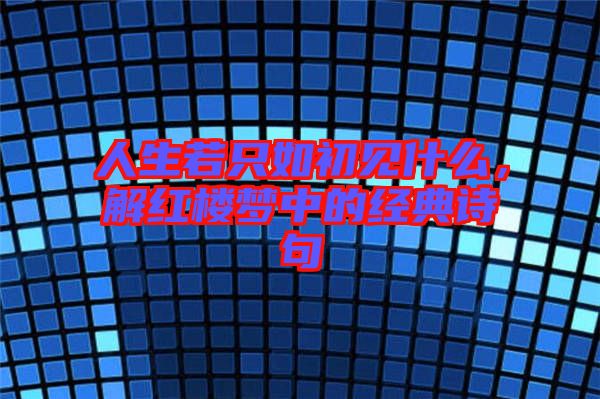 人生若只如初見什么，解紅樓夢中的經(jīng)典詩句