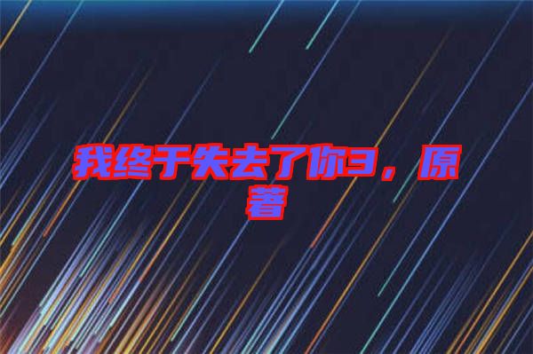 我終于失去了你3，原著