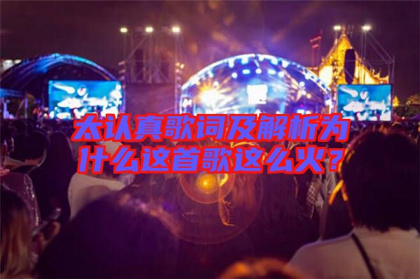 太認(rèn)真歌詞及解析為什么這首歌這么火？