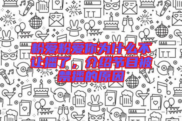 粉愛(ài)粉愛(ài)你為什么不讓播了，介紹節(jié)目被禁播的原因
