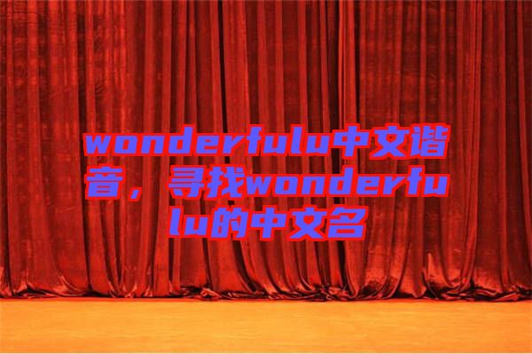 wonderfulu中文諧音，尋找wonderfulu的中文名