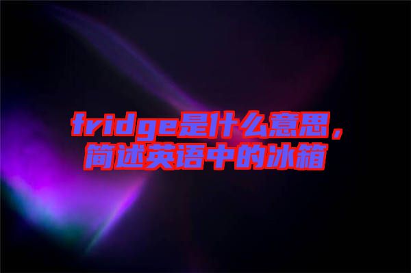 fridge是什么意思，簡述英語中的冰箱