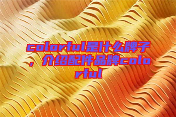 colorful是什么牌子，介紹配件品牌colorful