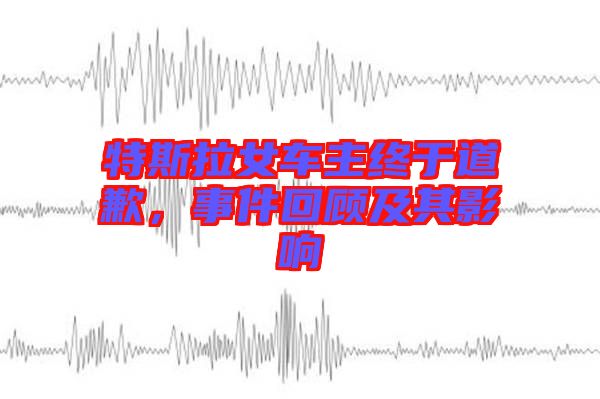 特斯拉女車主終于道歉，事件回顧及其影響