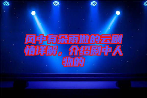 風(fēng)中有朵雨做的云劇情詳解，介紹劇中人物的