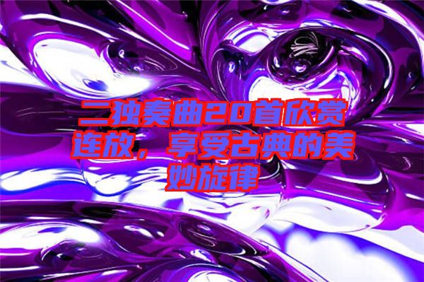 二獨(dú)奏曲20首欣賞連放，享受古典的美妙旋律