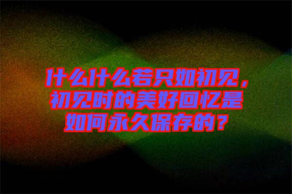 什么什么若只如初見，初見時的美好回憶是如何永久保存的？