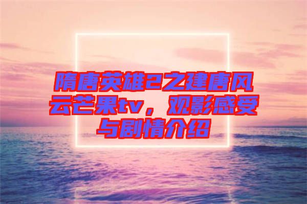 隋唐英雄2之建唐風(fēng)云芒果tv，觀影感受與劇情介紹
