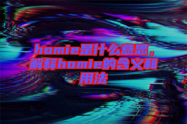 homie是什么意思，解釋homie的含義和用法