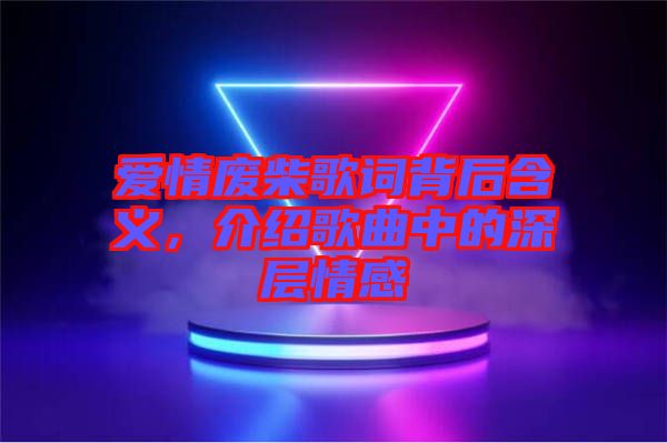 愛情廢柴歌詞背后含義，介紹歌曲中的深層情感