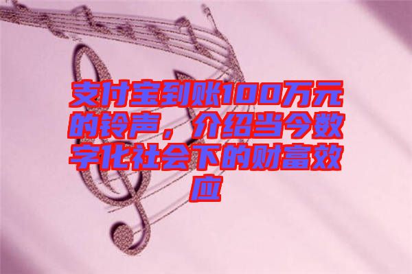 支付寶到賬100萬元的鈴聲，介紹當(dāng)今數(shù)字化社會下的財富效應(yīng)