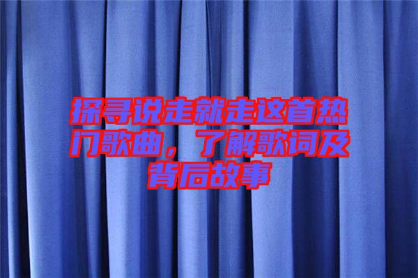 探尋說走就走這首熱門歌曲，了解歌詞及背后故事