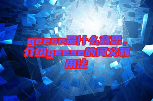 geese是什么意思，介紹geese的詞義和用法