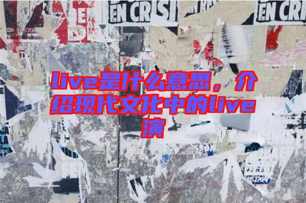 live是什么意思，介紹現(xiàn)代文化中的live演