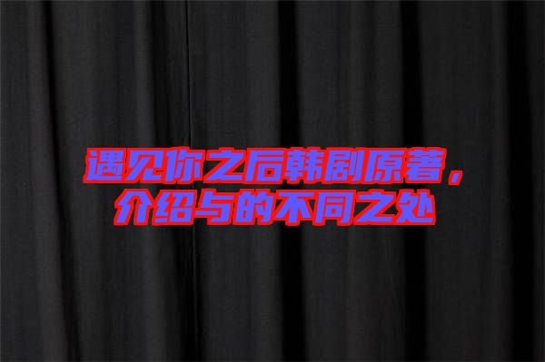 遇見你之后韓劇原著，介紹與的不同之處