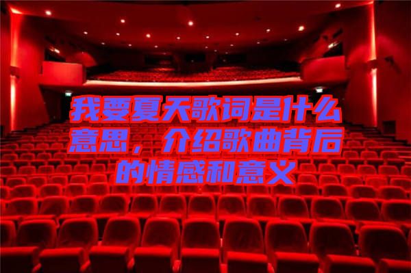 我要夏天歌詞是什么意思，介紹歌曲背后的情感和意義
