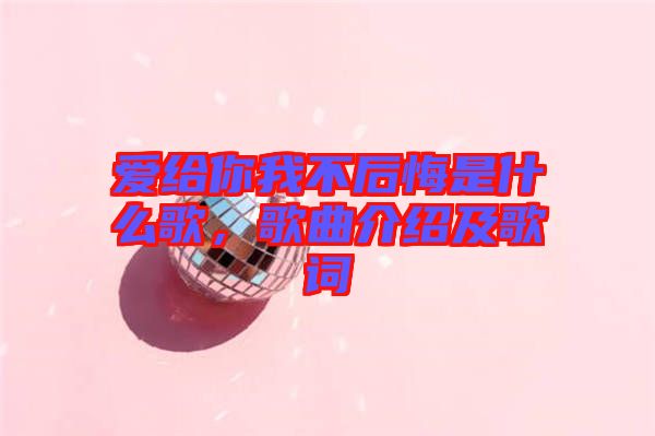 愛(ài)給你我不后悔是什么歌，歌曲介紹及歌詞
