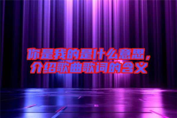 你是我的是什么意思，介紹歌曲歌詞的含義