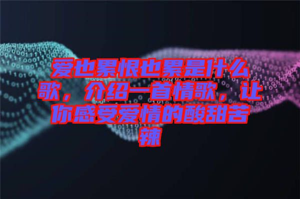 愛(ài)也累恨也累是什么歌，介紹一首情歌，讓你感受愛(ài)情的酸甜苦辣
