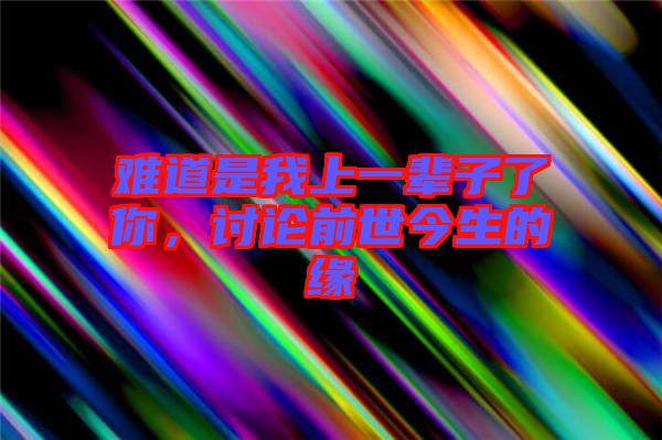 難道是我上一輩子了你，討論前世今生的緣