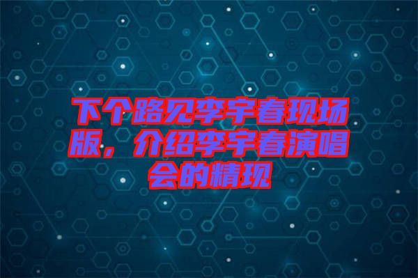 下個路見李宇春現(xiàn)場版，介紹李宇春演唱會的精現(xiàn)