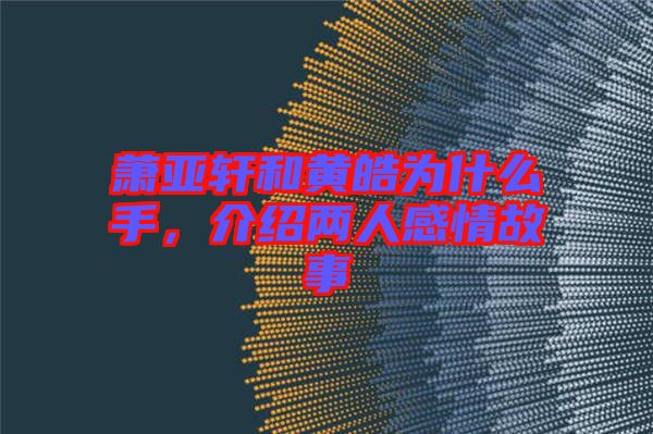 蕭亞軒和黃皓為什么手，介紹兩人感情故事