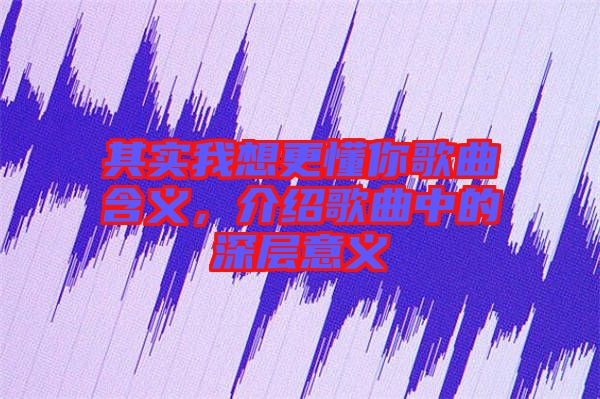 其實我想更懂你歌曲含義，介紹歌曲中的深層意義