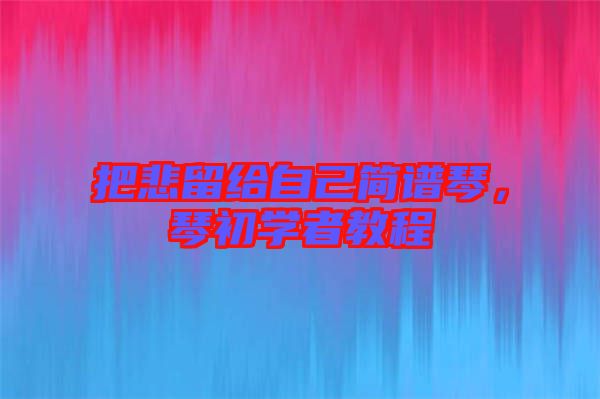 把悲留給自己簡譜琴，琴初學(xué)者教程