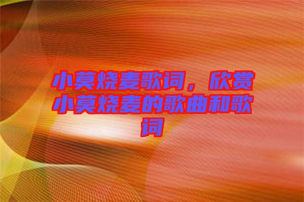 小莫燒麥歌詞，欣賞小莫燒麥的歌曲和歌詞