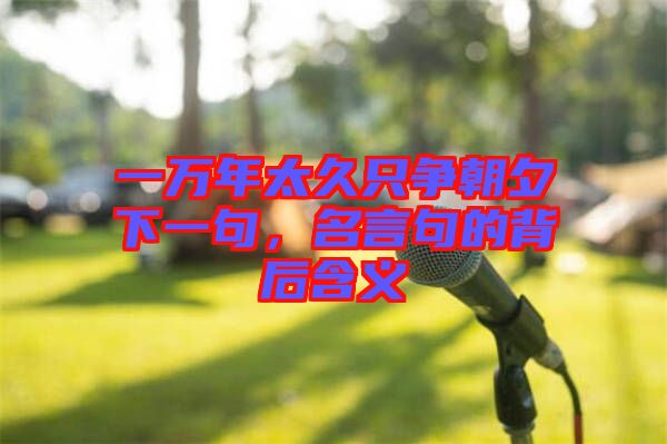 一萬(wàn)年太久只爭(zhēng)朝夕下一句，名言句的背后含義