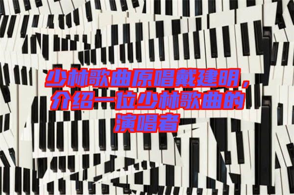 少林歌曲原唱戴建明，介紹一位少林歌曲的演唱者
