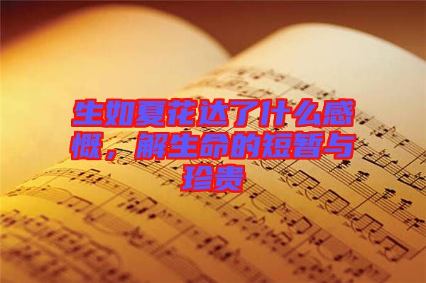 生如夏花達了什么感慨，解生命的短暫與珍貴
