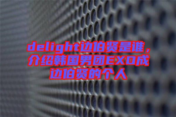 delight邊伯賢是誰(shuí)，介紹韓國(guó)男團(tuán)EXO成邊伯賢的個(gè)人