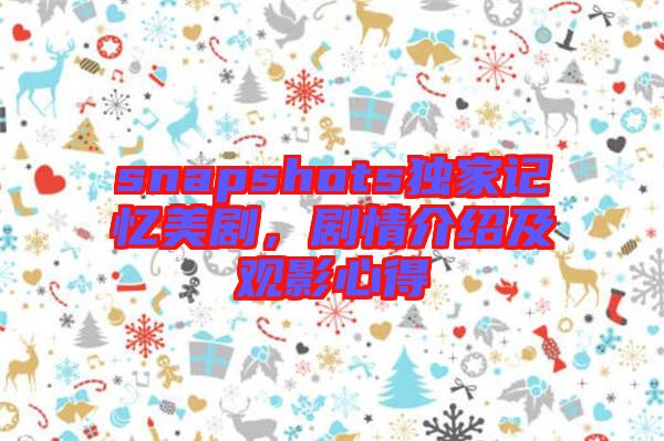 snapshots獨家記憶美劇，劇情介紹及觀影心得