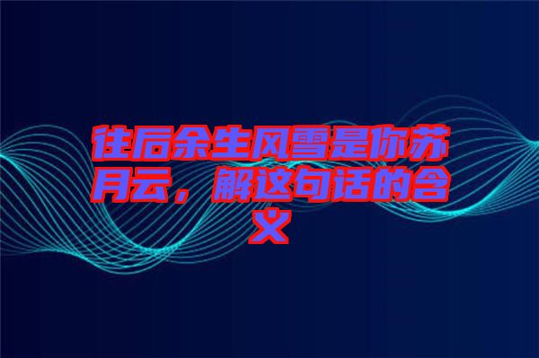 往后余生風(fēng)雪是你蘇月云，解這句話的含義