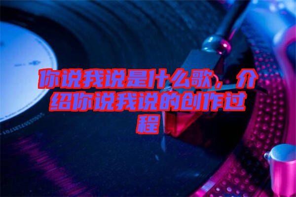 你說我說是什么歌，介紹你說我說的創(chuàng)作過程