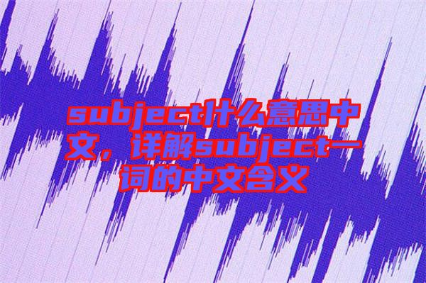 subject什么意思中文，詳解subject一詞的中文含義