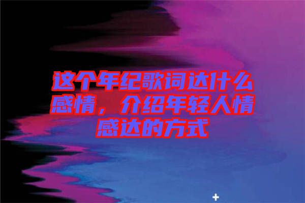 這個(gè)年紀(jì)歌詞達(dá)什么感情，介紹年輕人情感達(dá)的方式