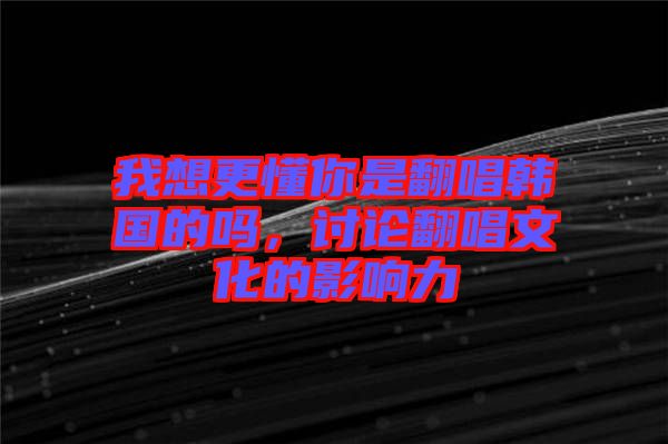 我想更懂你是翻唱韓國(guó)的嗎，討論翻唱文化的影響力