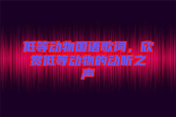 低等動物國語歌詞，欣賞低等動物的動聽之聲