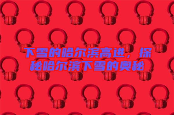 下雪的哈爾濱高進(jìn)，探秘哈爾濱下雪的奧秘