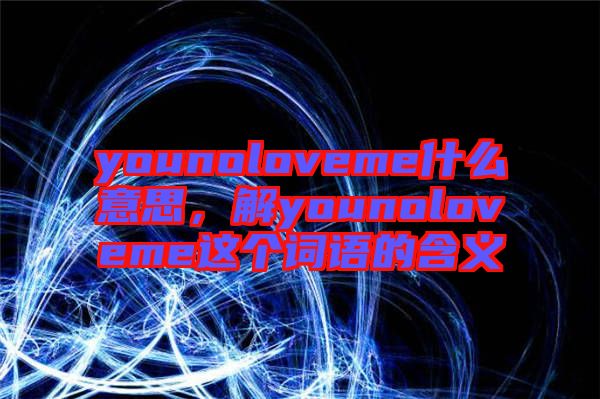 younoloveme什么意思，解younoloveme這個詞語的含義