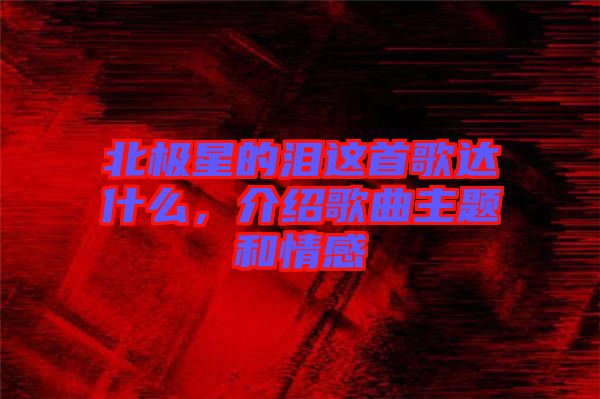 北極星的淚這首歌達(dá)什么，介紹歌曲主題和情感