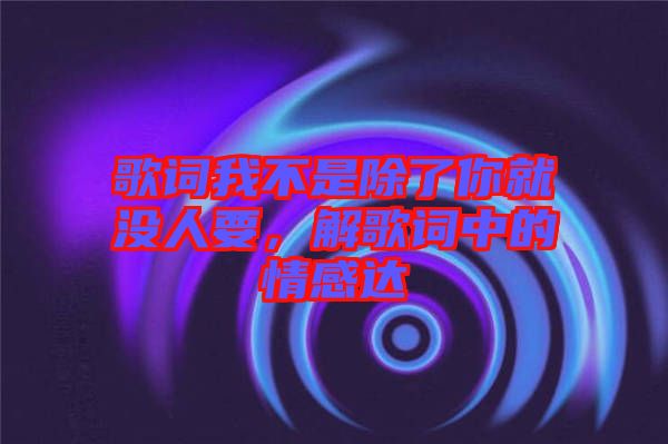 歌詞我不是除了你就沒(méi)人要，解歌詞中的情感達(dá)