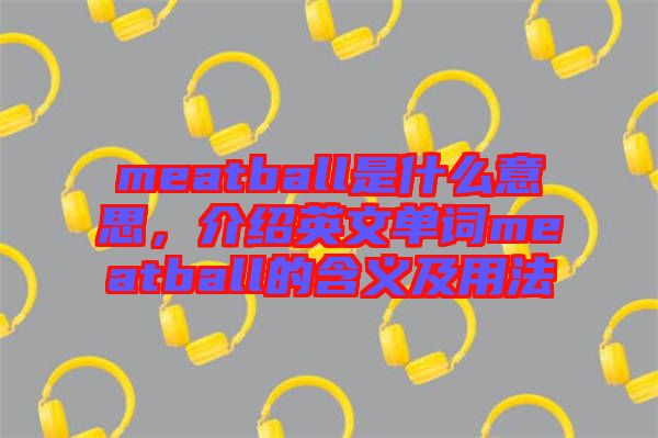 meatball是什么意思，介紹英文單詞meatball的含義及用法
