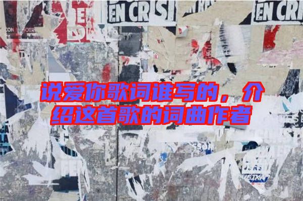 說愛你歌詞誰寫的，介紹這首歌的詞曲作者