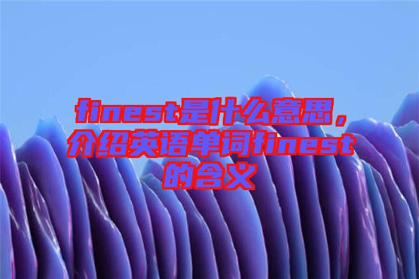 finest是什么意思，介紹英語單詞finest的含義