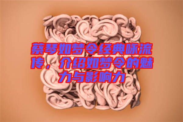 蔡琴如夢令經(jīng)典詠流傳，介紹如夢令的魅力與影響力